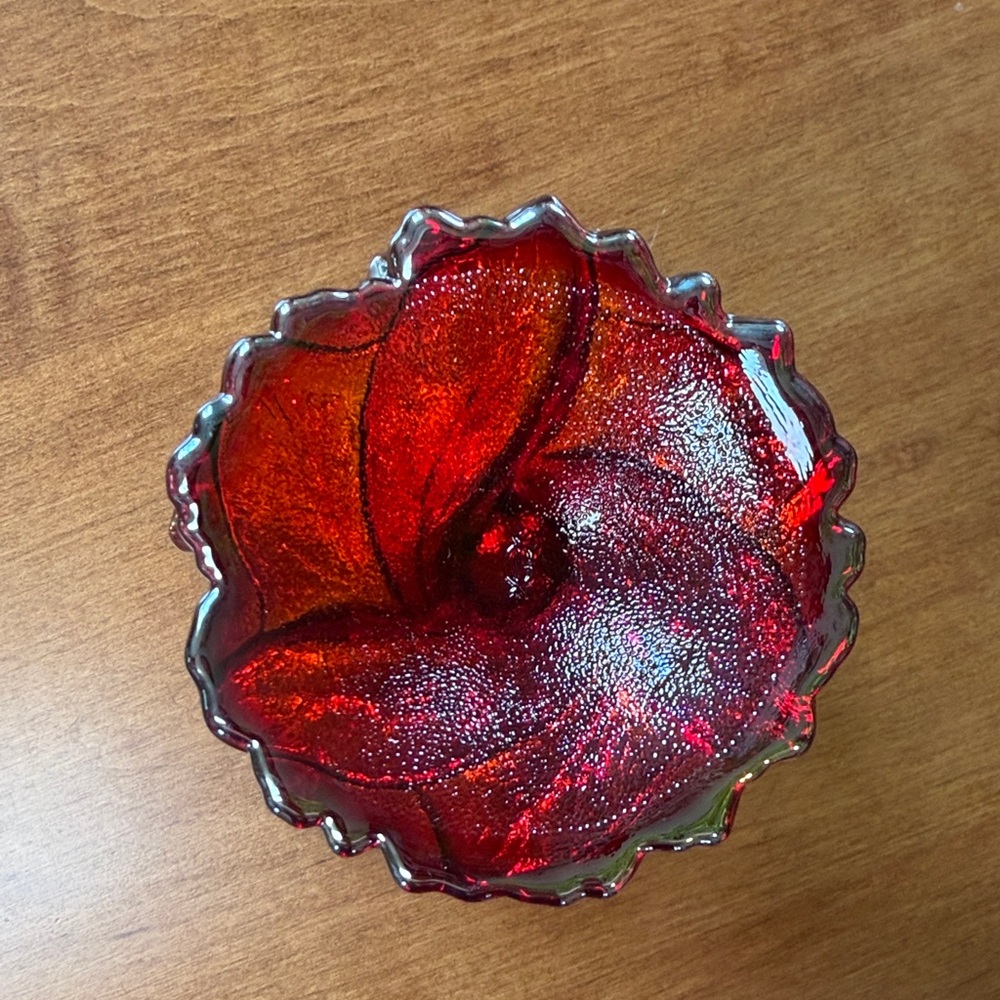 Imperial Glass Ruby Acanthus Leaf Carnival Compote - Picture 3 of 9